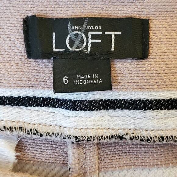 Loft blush pink, black, & white striped jacquard cotton 4" shorts size 6 - Picture 7 of 7
